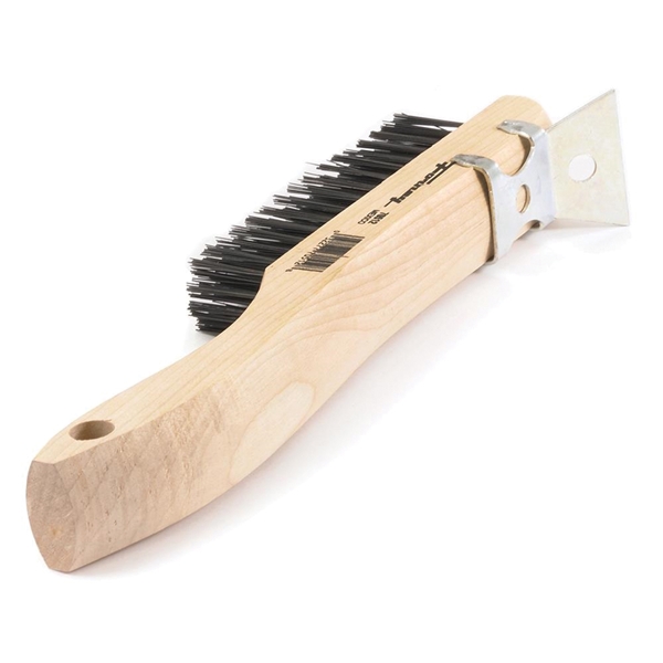 Forney 70512 Scratch Brush with Scraper, Carbon Steel Bristle, 0.014 in L Trim, Wood Handle, Shoe Handle - 3
