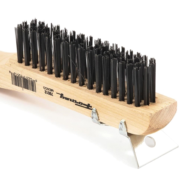 Forney 70512 Scratch Brush with Scraper, Carbon Steel Bristle, 0.014 in L Trim, Wood Handle, Shoe Handle - 4