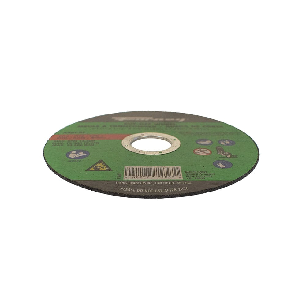 Forney 71847 Cut-Off Wheel, 4-1/2 in Dia, 1/16 in Thick, 7/8 in Arbor, 46 Grit, Medium, Aluminum Oxide Abrasive - 2