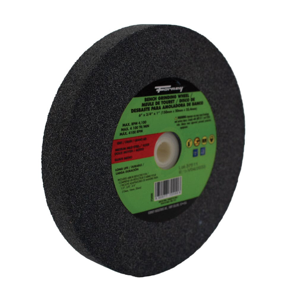 Forney 72400 Bench Grinding Wheel, 6 in Dia, 1 in Arbor, Aluminum Oxide Abrasive, 60 Grit, Medium - 3