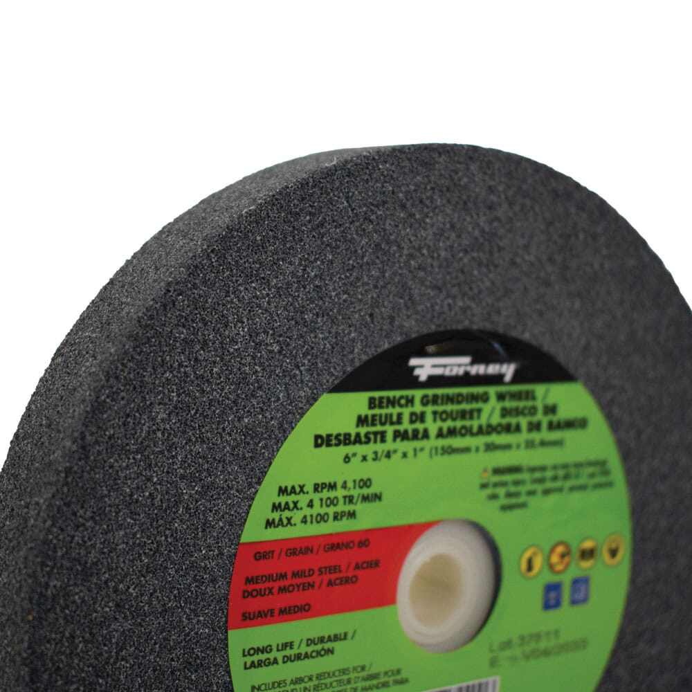 Forney 72400 Bench Grinding Wheel, 6 in Dia, 1 in Arbor, Aluminum Oxide Abrasive, 60 Grit, Medium - 4