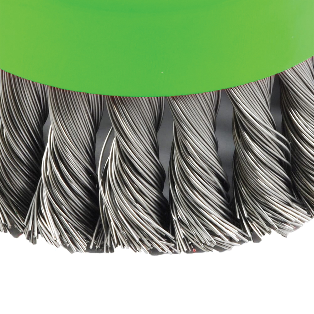 Forney 72753 Wire Cup Brush, 4 in Dia, 5/8-11 Arbor/Shank, 0.02 in Dia Bristle, Carbon Steel Bristle - 2