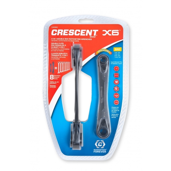 Crescent CX6DBS2 Wrench Set, 2-Piece, Black, Specifications: SAE Measurement - 1
