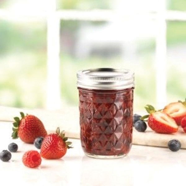Ball Quilted Crystal Series 1440081200 Regular Mouth Mason Jar, 8 oz, Glass - 2