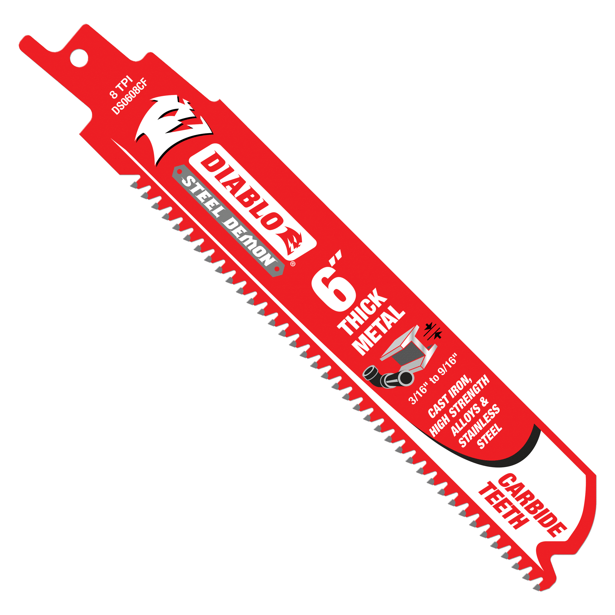 Diablo DS0608CF Series Reciprocating Saw Blade, Applicable Materials: Cast Iron, Metal, Stainless Steel, 1 in W, 6 in L - 3