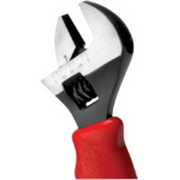 Wilmar W9108 Stubby Adjustable Wrench, 6 in OAL, 1 in Jaw, Contour Grip Handle - 2