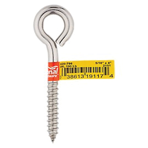 National Hardware N220-798 Lag Screw Eye, 5/16 in Thread, 1.62 in L Thread, 4 in OAL, 190 lb Working Load - 2