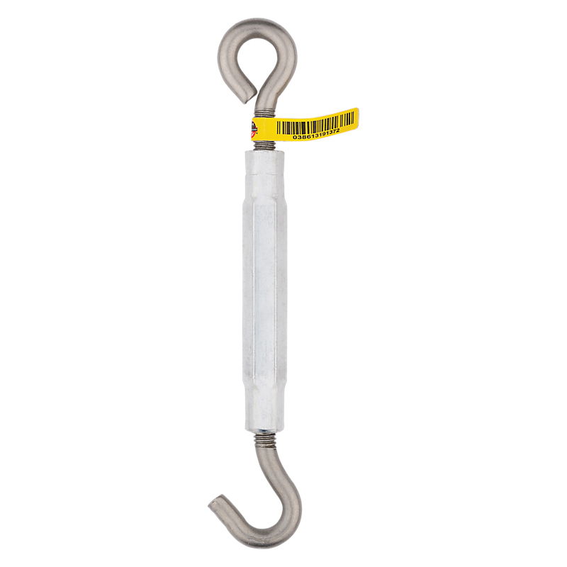 National Hardware 2173BC Series N221-978 Turnbuckle, 220 lb Working Load, 3/8-16 Thread, Hook, Eye, 10-1/2 in L Take-Up - 2