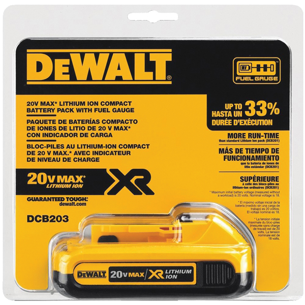 DEWALT 20V MAX Series DCB203 Rechargeable Battery Pack, 20 V Battery, 2 Ah, 35 min Charging - 2
