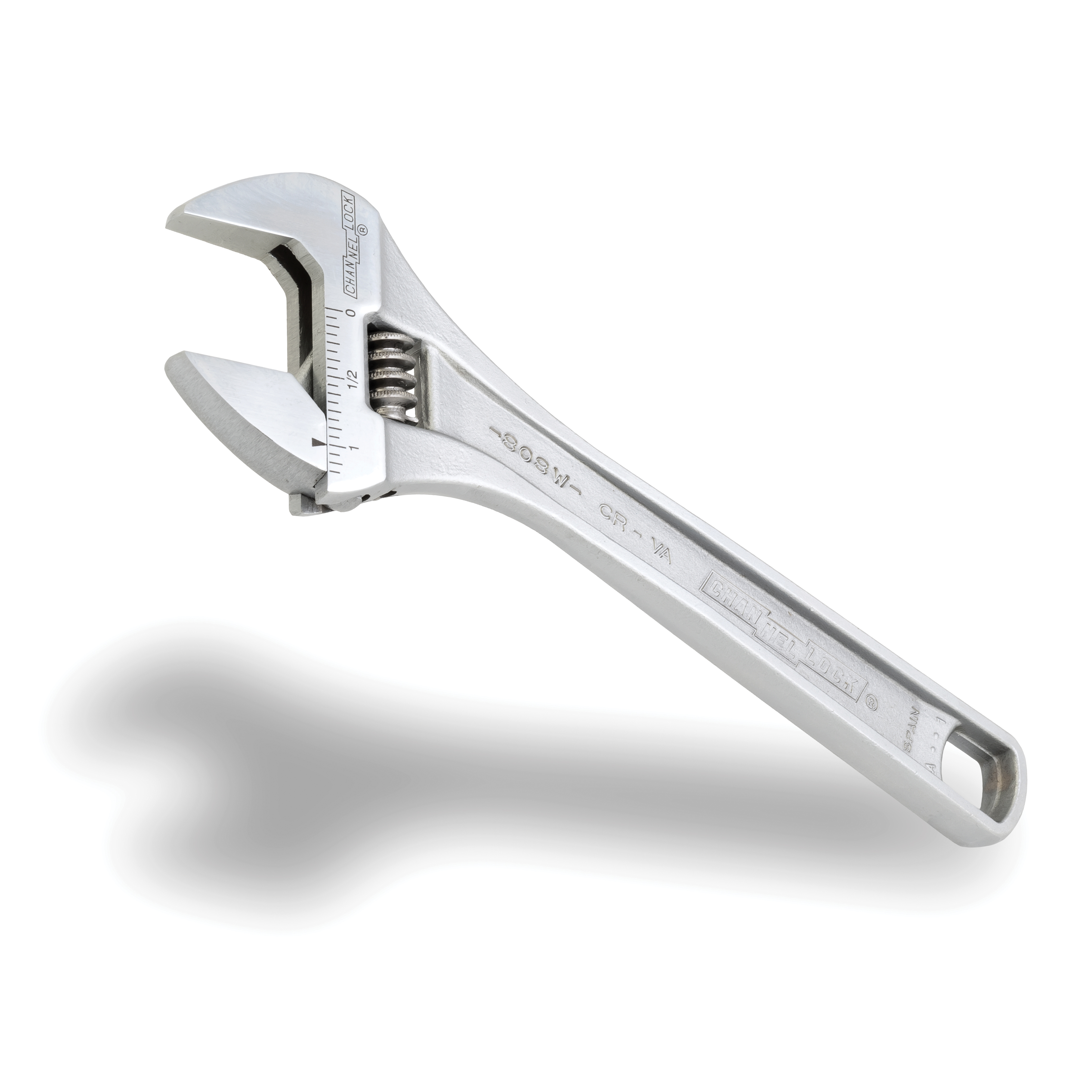 Channellock WIDEAZZ Series 808W Adjustable Wrench, 8 in OAL, 1.18 in Jaw, Steel, Chrome-Plated, I-Beam Handle - 2