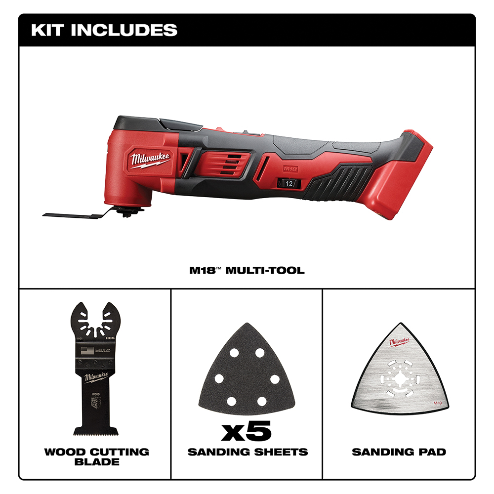 Milwaukee M18 2626-20 Multi-Tool, Tool Only, 18 V, 11,000 to 18,000 opm - 2