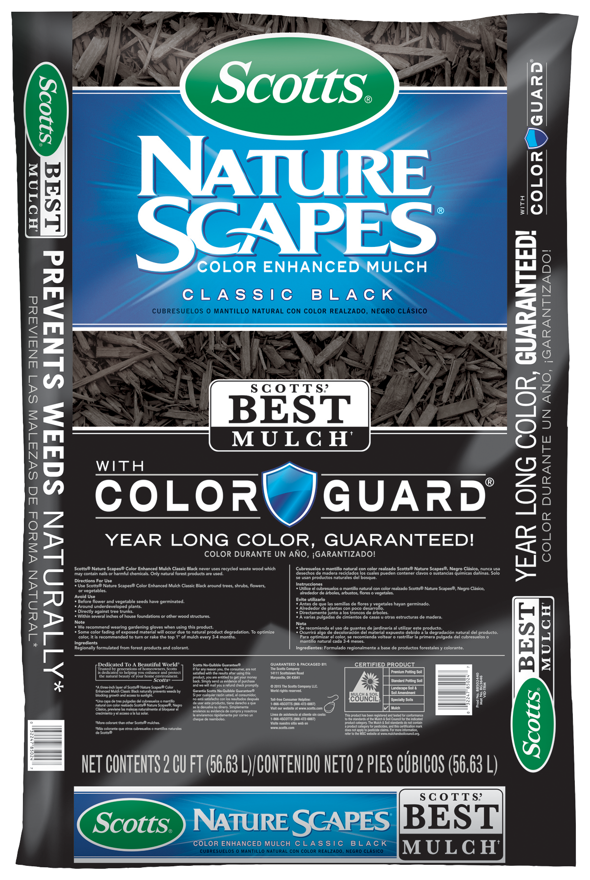 Scotts 88502440 Color Enhanced Mulch, Black, 2 cu-ft Bag - 1