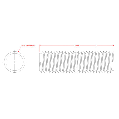 Steelworks 11039 Threaded Rod, 3/4-10 Thread, 3 ft L, Steel, Zinc, Coarse Thread - 1