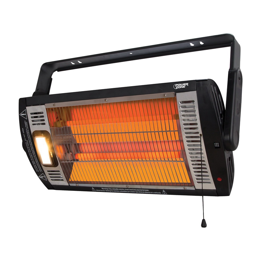 PowerZone QGW15-602 Ceiling-Mounted Dual Quartz Heater, 12.5 A, 120 V, 1500 W, Black
