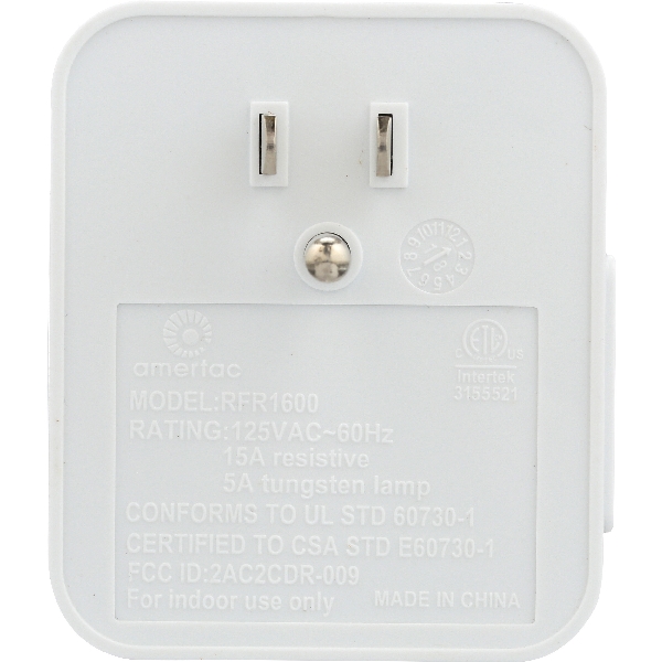 AmerTac RFK1600LC Wall Switch, 15 A, 1875 W, White - 3
