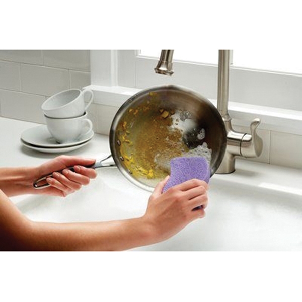 Scotch-Brite Stay Clean 20203-8 Non-Scratch Sponge, 4.4 in L, 2.6 in W, 0.6 in Thick, Cellulose - 2