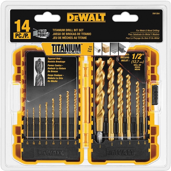 DEWALT IMPACT READY DW1354 Drill Bit Set with ToughCase+ System, 14-Piece, HSS, Titanium - 2