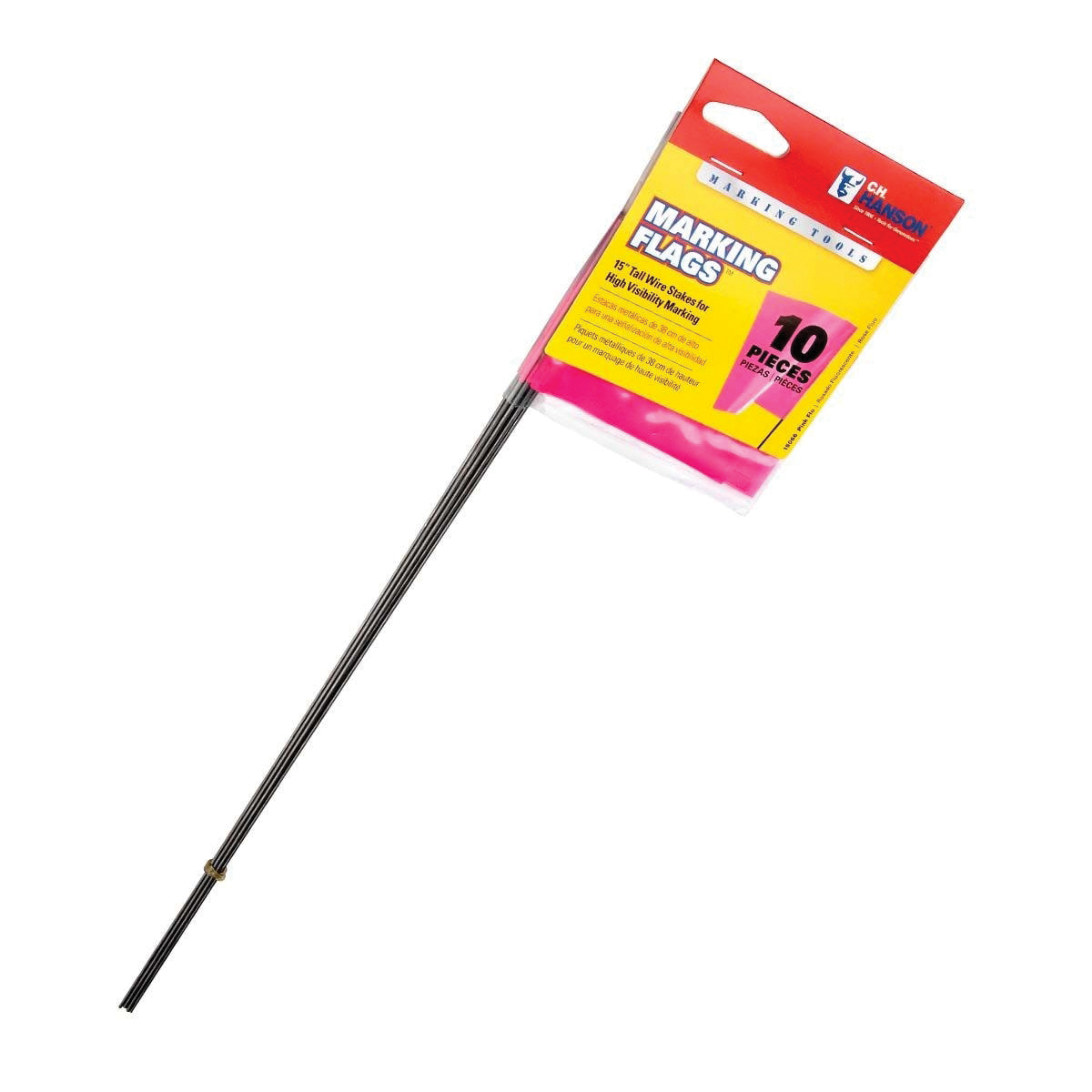 CH Hanson 15066 Stake Flag, Pink, 2-1/2 in W Flag, 3-1/2 in H Flag, 15 in OAH, PVC Flag - 4