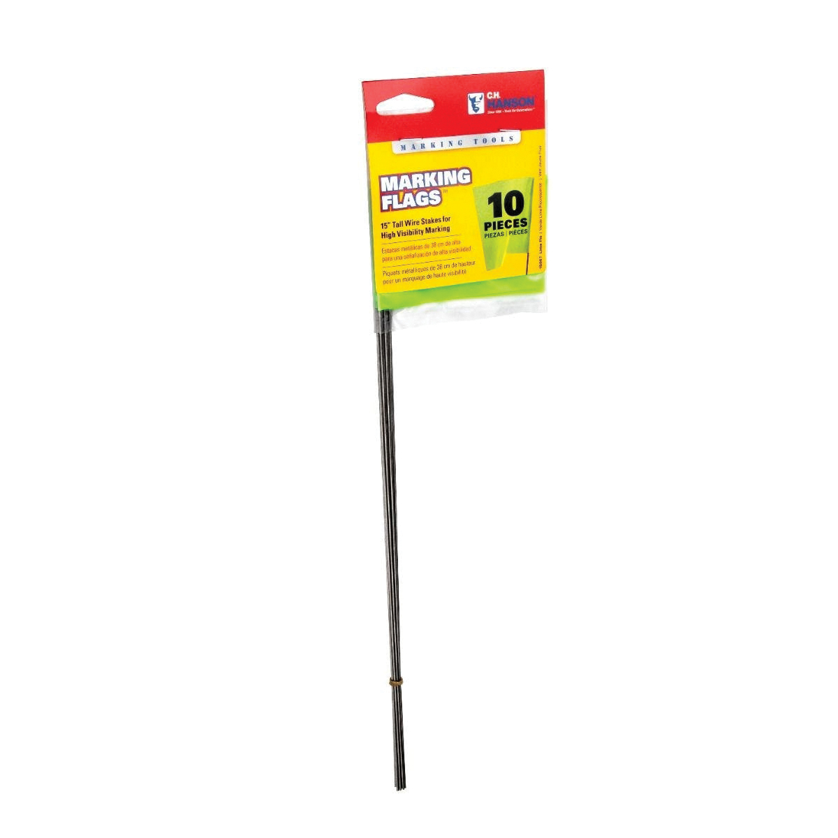 CH Hanson 15067 Stake Flag, Lime, 2-1/2 in W Flag, 3-1/2 in H Flag, 15 in OAH, PVC Flag - 2