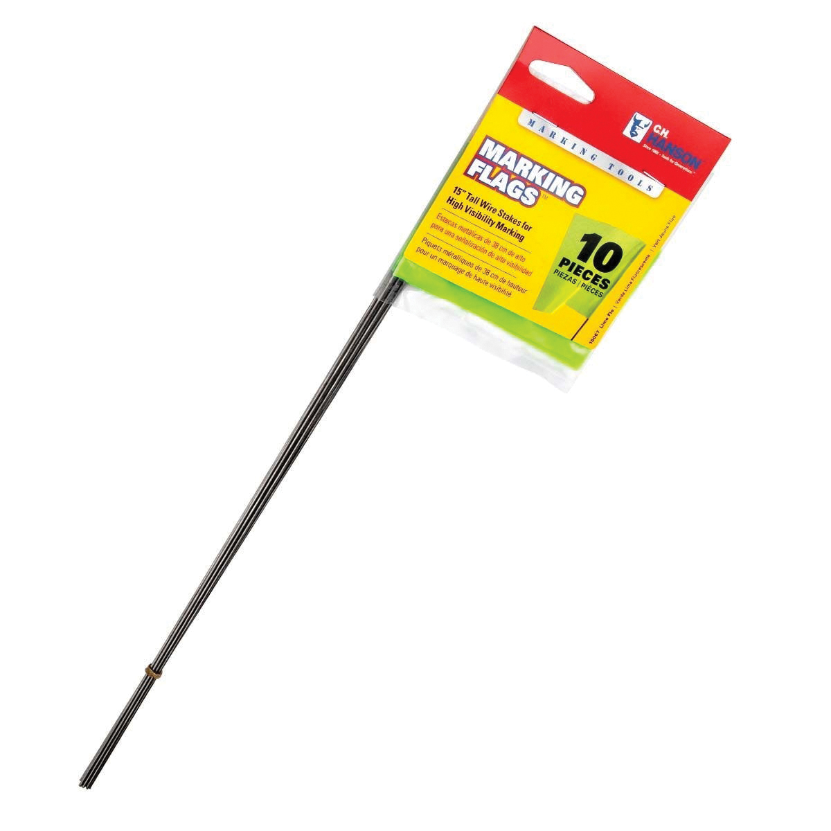 CH Hanson 15067 Stake Flag, Lime, 2-1/2 in W Flag, 3-1/2 in H Flag, 15 in OAH, PVC Flag - 3