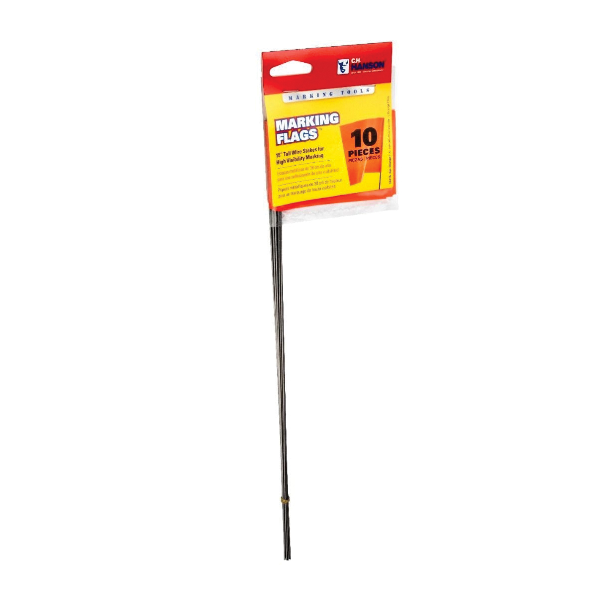 CH Hanson 15275 Stake Flag, Orange, 2-1/2 in W Flag, 3-1/2 in H Flag, 15 in OAH, PVC Flag - 3