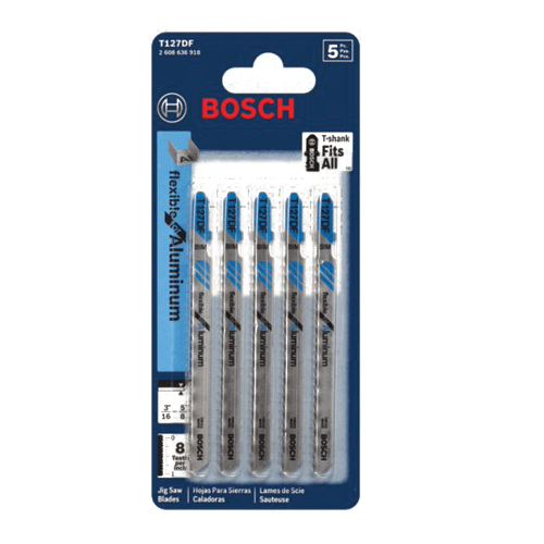 Bosch T127DF Jig Saw Blade, 0.3 in W, 4 in L, 8 TPI, 5/PK - 1