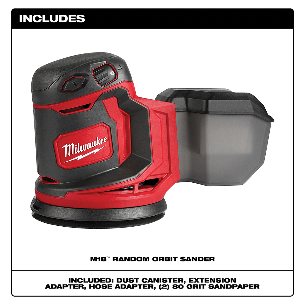 Milwaukee M18 2648-20 Random Orbit Sander, Tool Only, 5 in Pad/Disc - 2