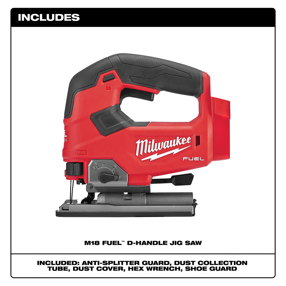 Milwaukee 2737-20 Jig Saw, Tool Only, 18 V, 5 Ah, 5-1/2 in Wood Cutting Capacity, 1 in L Stroke, 3500 spm - 2