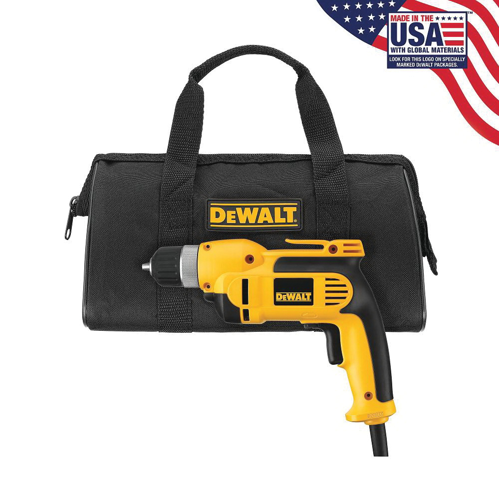 DEWALT DWD110K Drill Kit with Keyless Chuck, 8 A, 3/8 in Chuck, Keyless Chuck, 8 ft L Cord, Includes: Kit Bag - 2