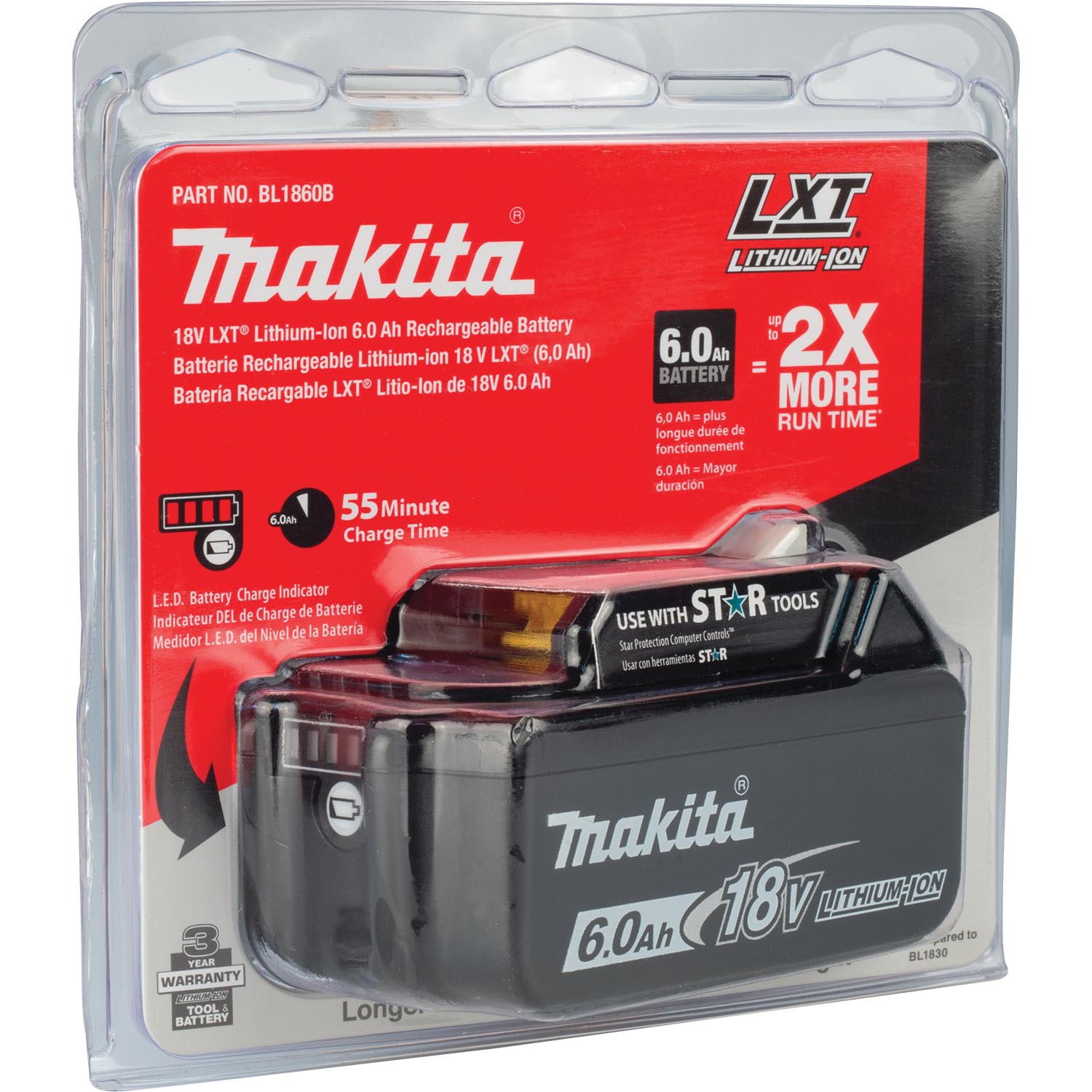 Makita BL1860B Battery, 18 V Battery, 5 Ah, 55 min Charging - 4
