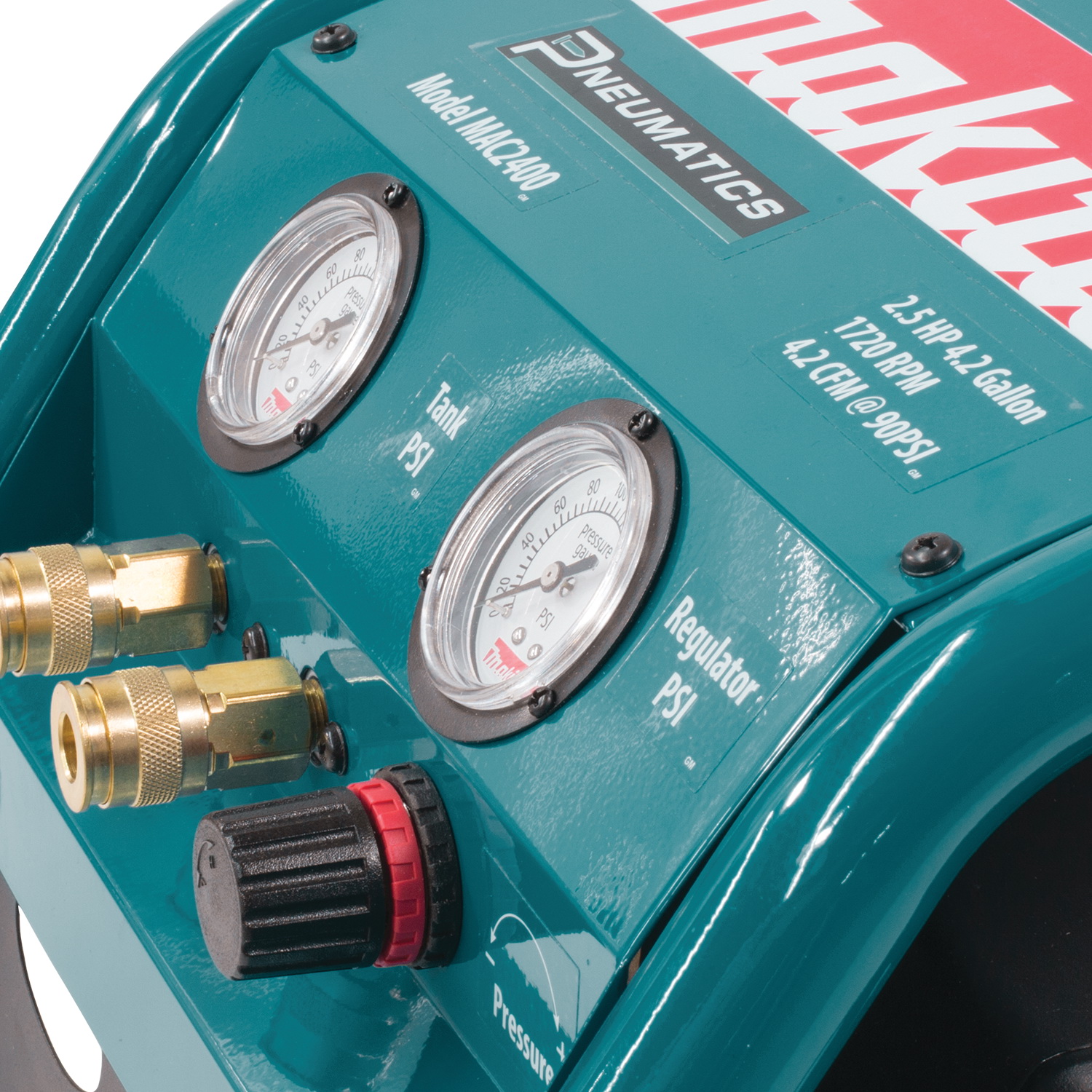Makita Big Bore MAC2400 Electric Air Compressor, Tool Only, 4.2 gal Tank, 2-1/2 hp, 130 psi Pressure, 4.8 cfm Air - 4