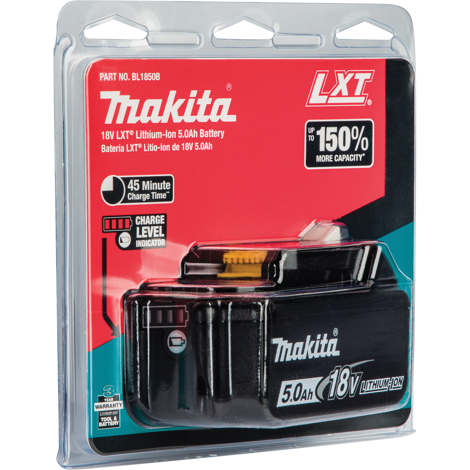 Makita 18V LXT BL1850B Battery, 18 V Battery, 5 Ah, 60 min Charging - 3