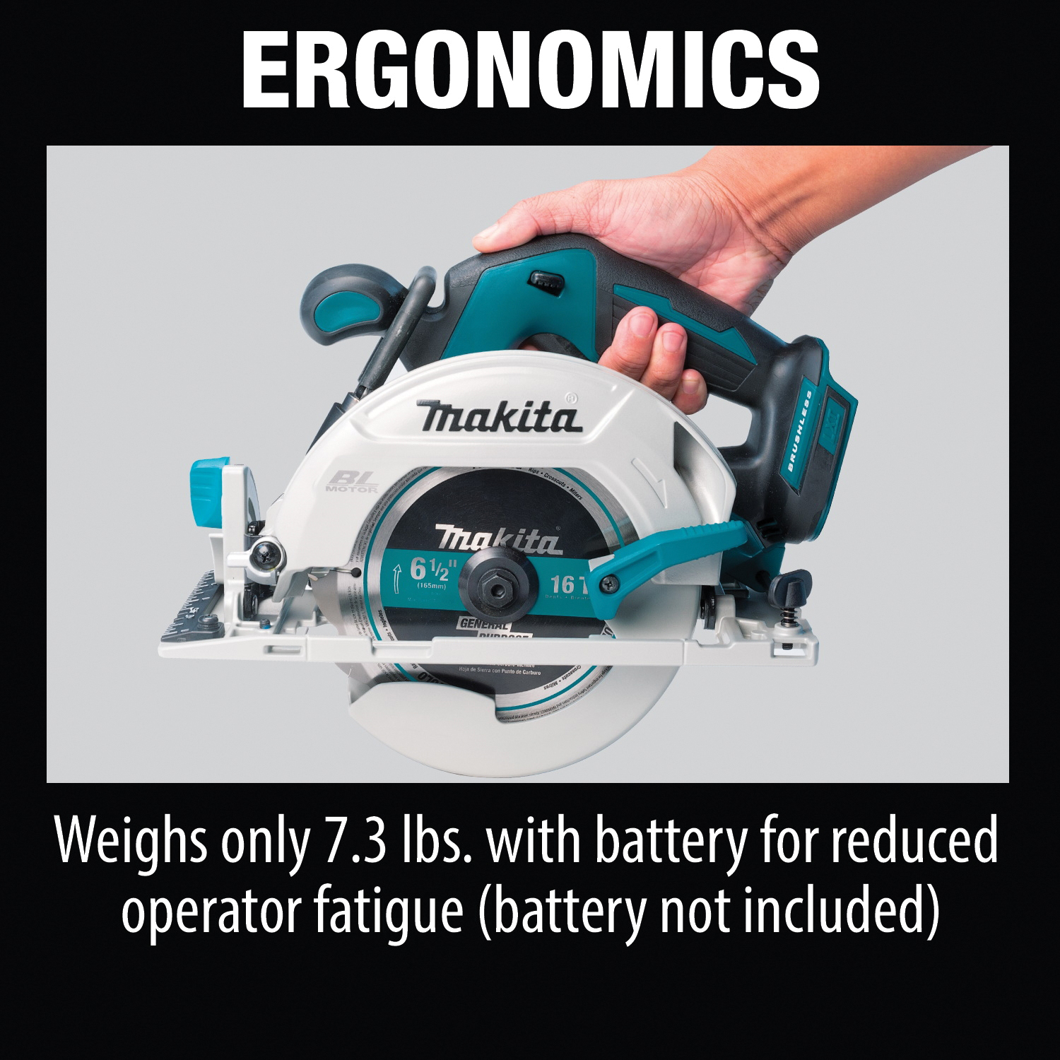 Makita XSH03Z Series Circular Saw, Includes: (1) #A-85092 6-1/2 in 24T Carbide Tipped Saw Blade, Tool Only, 18 V - 5