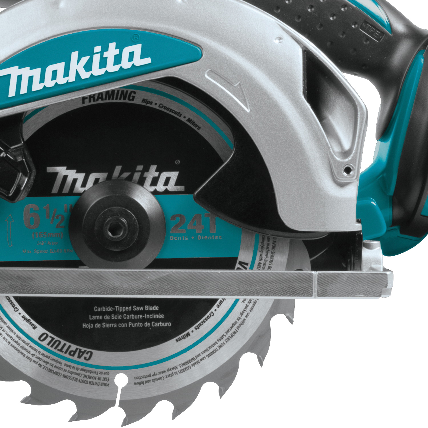 Makita XSH04ZB Series Circular Saw, Tool Only, 18 V, 6-1/2 in Dia Blade, 0 to 50 deg Bevel, 2-1/4 in D Cutting - 2
