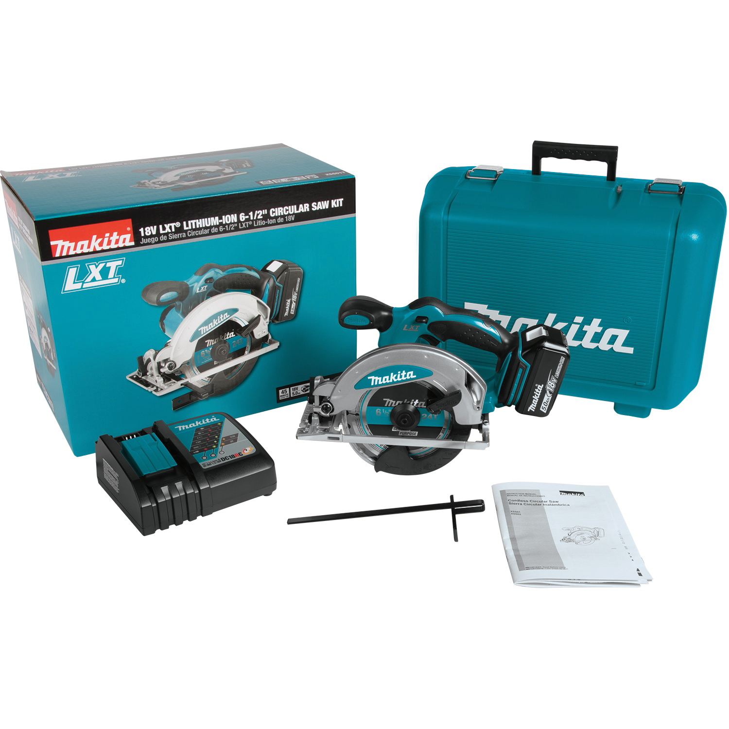 Makita XSH04ZB Series Circular Saw, Tool Only, 18 V, 6-1/2 in Dia Blade, 0 to 50 deg Bevel, 2-1/4 in D Cutting - 4