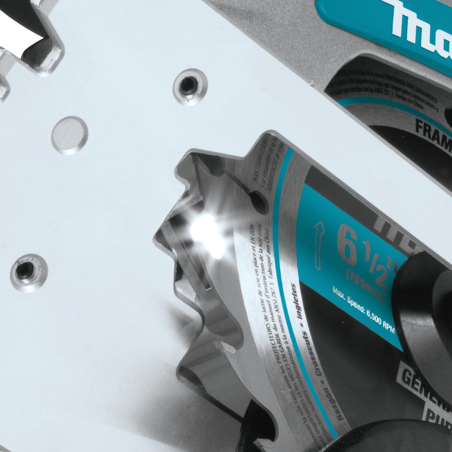 Makita XSH04ZB Series Circular Saw, Tool Only, 18 V, 6-1/2 in Dia Blade, 0 to 50 deg Bevel, 2-1/4 in D Cutting - 5