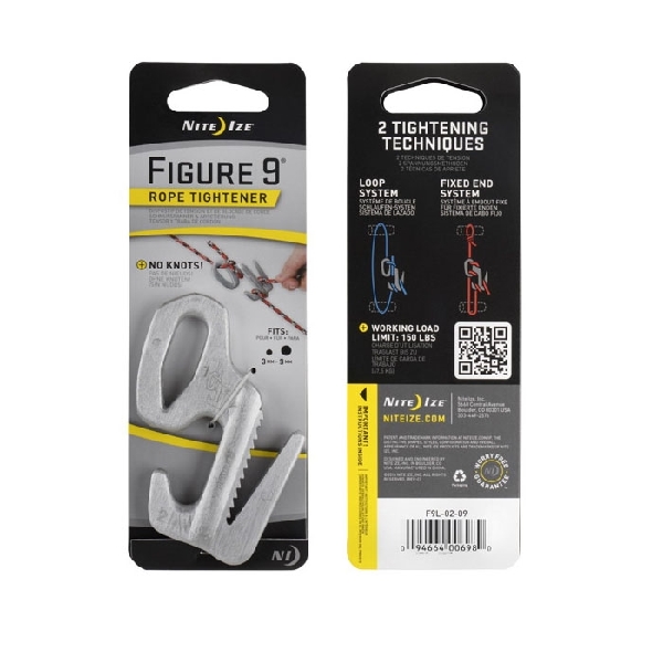 Nite Ize Figure 9 Series F9L-02-09 Rope Tightener, Large, 3.37 x 2.70 x 0.31 in Dimensions, Aluminum - 2