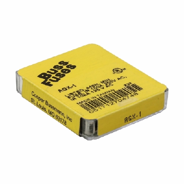 Bussmann AGX-1 Tube Fuse, 1 A, 250 VAC, 32 VDC, 10 kA Interrupt, Glass Body, Fast Acting Fuse - 2