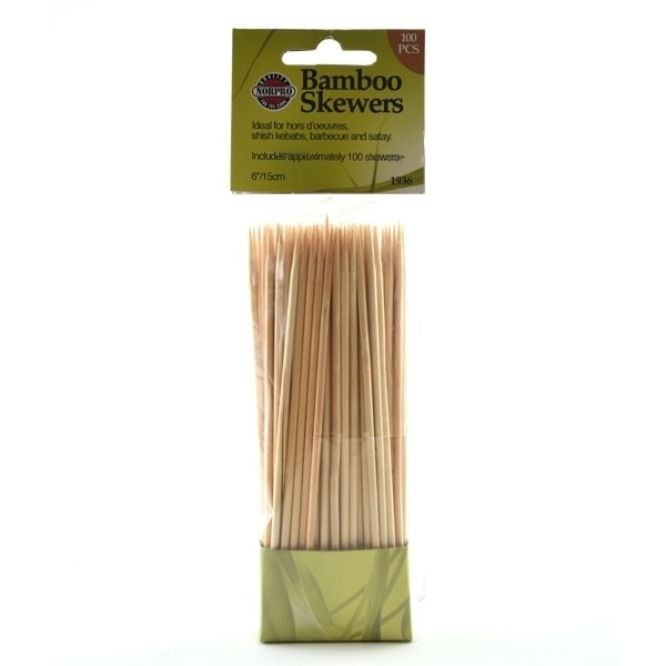 Norpro 1936 Skewer, 6 in OAL, Bamboo Head - 3