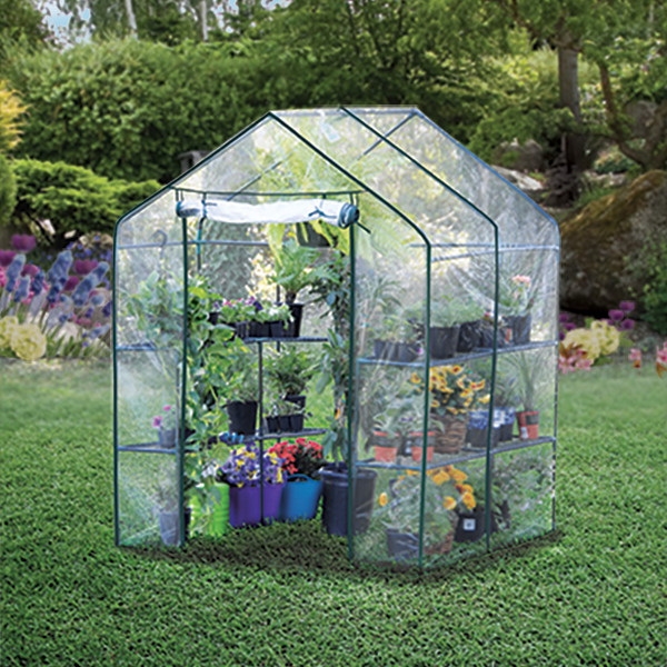Bloom 63537 Green House, 56.3 in L, 56.3 in W, 76.7 in H, Polyethylene/Steel, Green - 2