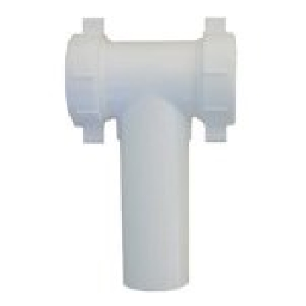 Lasco 03-4291 Center Outlet Baffle Tee with Tailpiece, 1-1/2 in, Slip-Joint, PVC, White