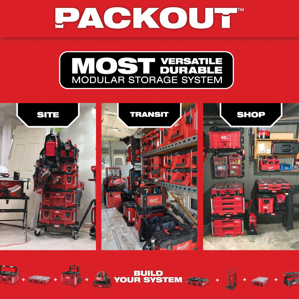 Milwaukee PACKOUT 48-22-8321 Tool Bag, 9.6 in W, 15 in D, 12.2 in H, 2-Pocket, Polyester, Black/Red - 4
