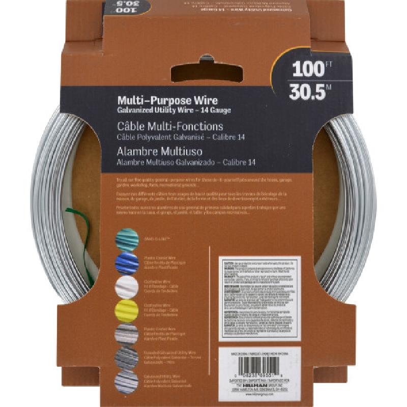 Hillman 122065 Stove Pipe Wire, 100 ft L, #14, 75 lb Working Load, Steel, Galvanized - 3
