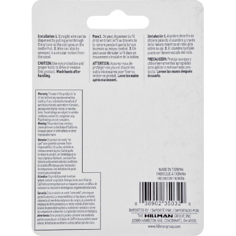Hillman 123118 Hobby Wire, 100 ft L, Steel, Galvanized, #32, 3 lb - 3