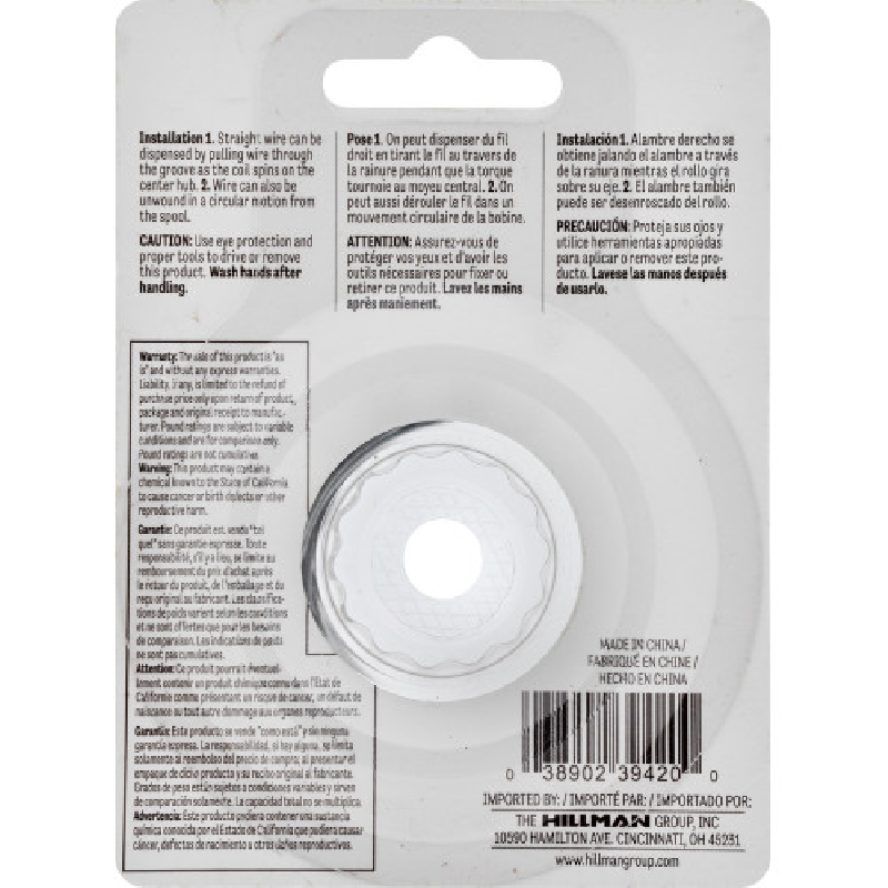 Hillman 123131 Hobby Wire, 75 ft L, Galvanized, #20, 15 lb - 3
