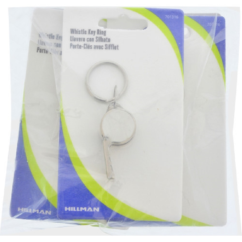 Hillman 701316 Whistle Key Ring, 1 in Ring, Stainless Steel Case, Nickel-Plated - 5