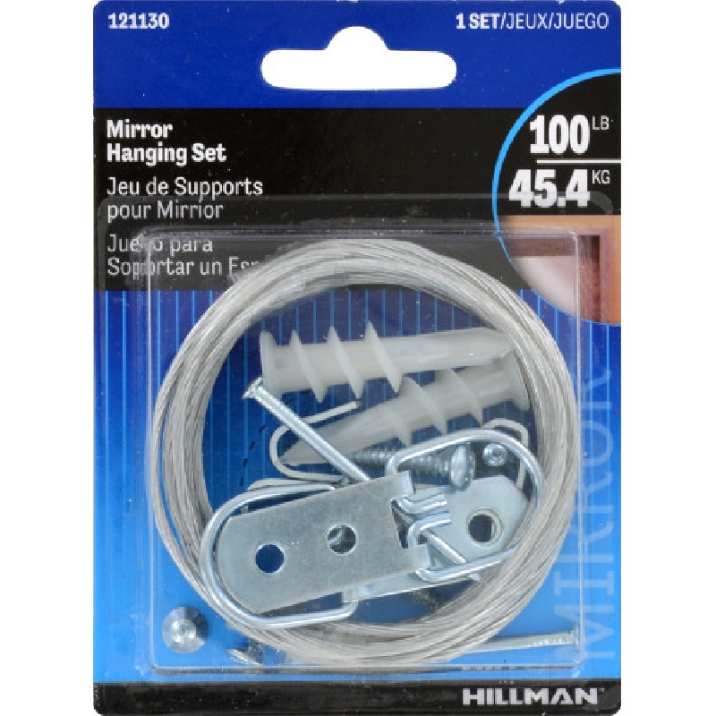 Hillman 121130 Mirror Hanging Kit, 100 lb, Steel, Zinc-Plated - 2