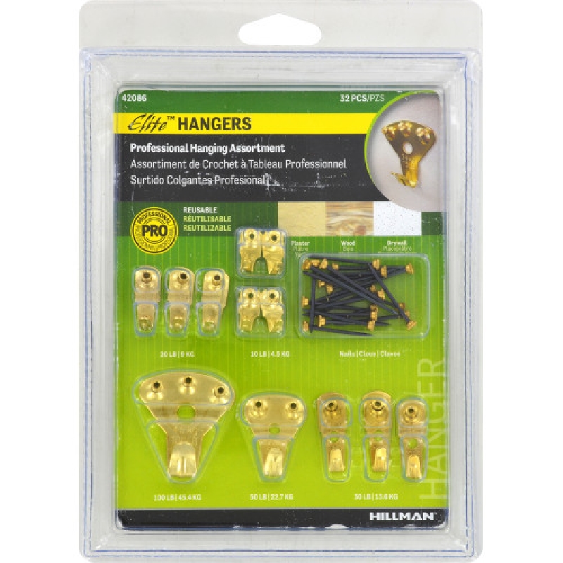 Hillman 42086 Picture Hanging Assortment, Steel, Brass, 32-Piece - 2