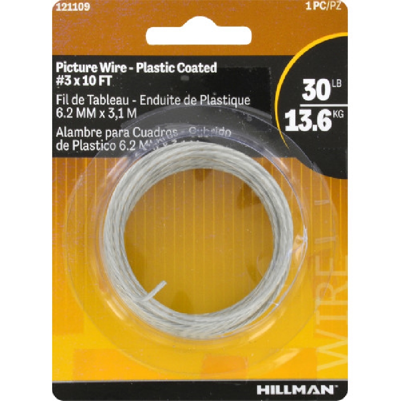 Hillman 121109 Picture Hanging Wire, 10 ft L, Plastic, 30 lb, #3 - 2
