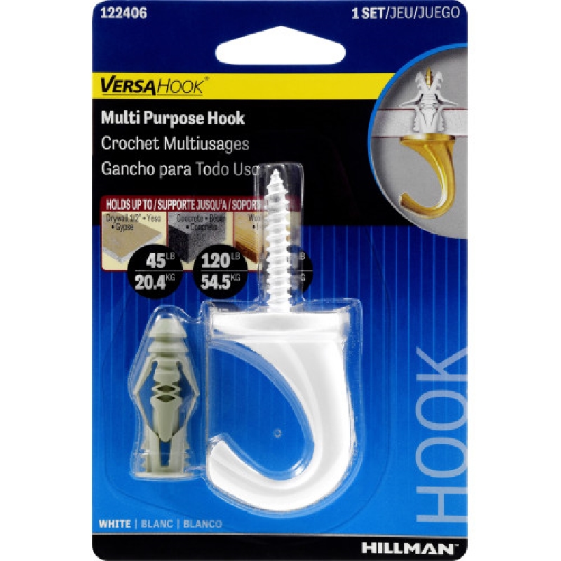 Hillman 122406 Versa Ceiling Hook, 75 lb Working Load, 1/PK - 2